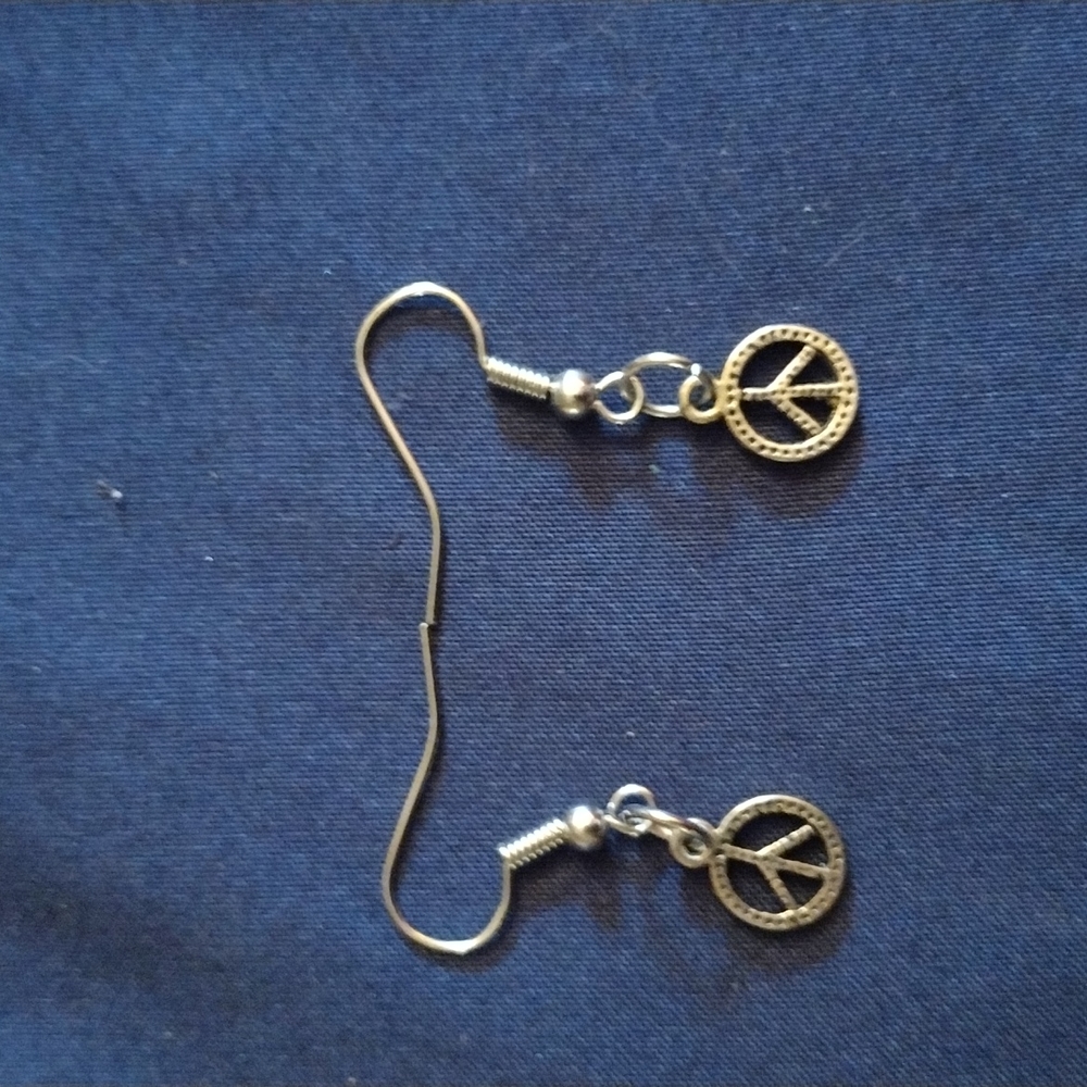 Silver peace sign earrings